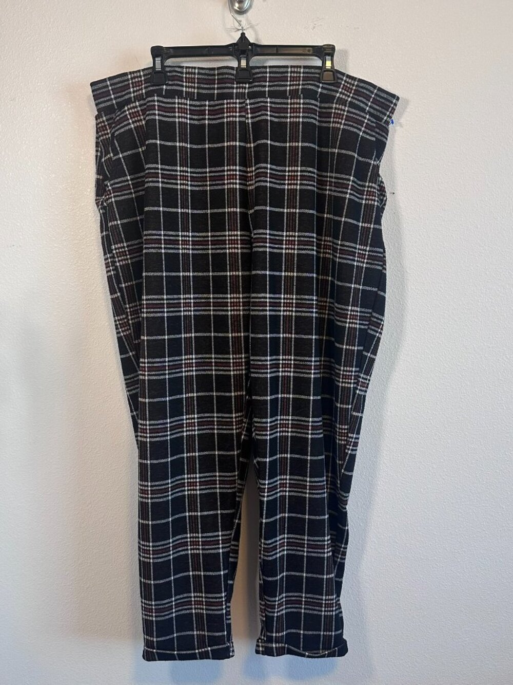 Terra & Sky black, white, and brown plaid pants with a relaxed fit